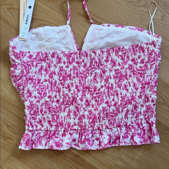 NWT Aqua Floral Pink Halter Top Cropped Size Medium - Picture 4 of 5